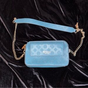 GUESS Light Blue Crossbody Bag with Gold Chain